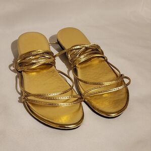 Gold Lace Up Women's Sandals 8 - 8.5